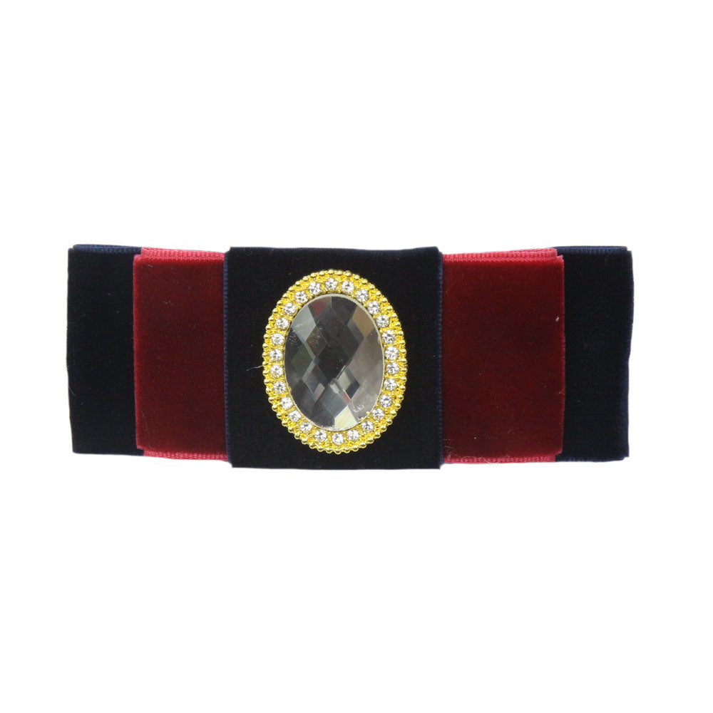 Grace - Navy & Wine Velvet Diamante Crocodile Hair Clip