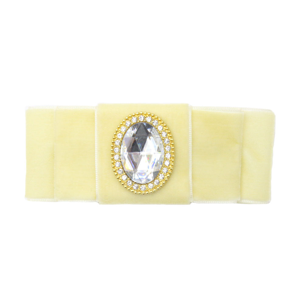 Grace - Cream Velvet Diamante Crocodile Hair Clip