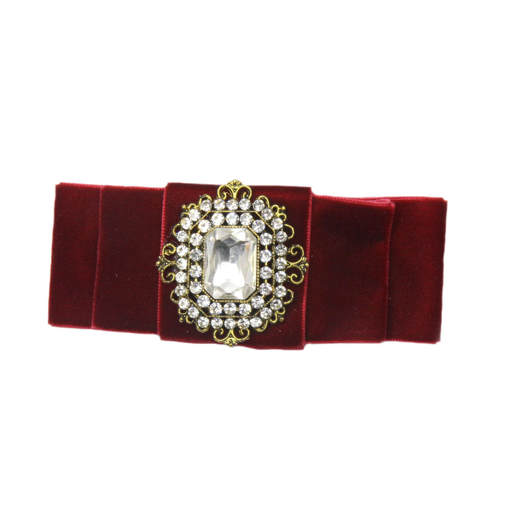 Grace - Wine Velvet Diamante Crocodile Hair Clip