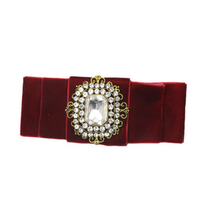 Grace - Wine Velvet Diamante Crocodile Hair Clip