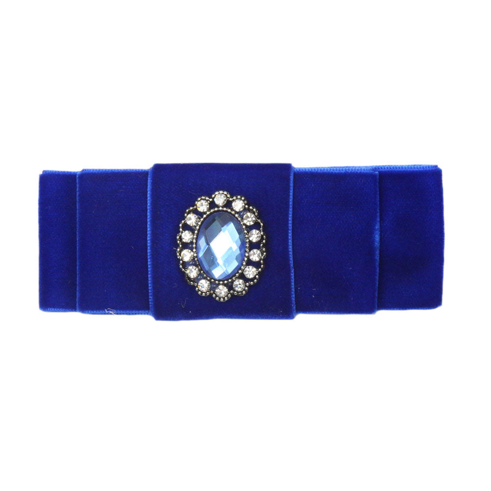 Grace - Royal Blue Velvet Diamante Crocodile Hair Clip