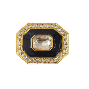 Giovanna - Navy & Gold Crystal Enamel Brooch