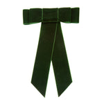 Heidi - Emerald Green Velvet Bow Hair Clip With Ties