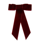 Heidi - Wine Red Velvet Bow Hair Clip With Ties