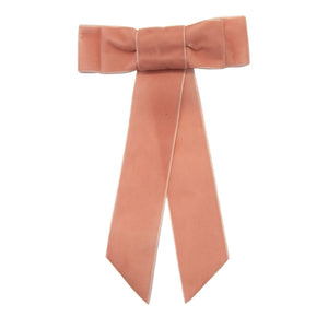 Heidi - Dusky Pink Velvet Bow Hair Clip With Ties