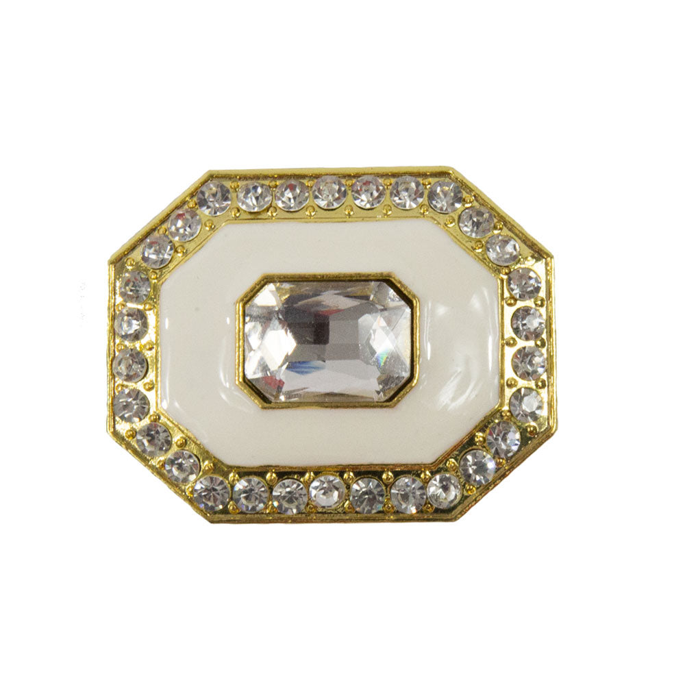 Giovanna - Ivory & Gold Crystal Enamel Brooch
