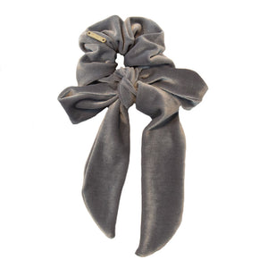 Consuela - Silver Grey Velvet Scrunchie With Ties