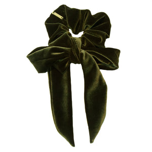 Consuela - Olive Velvet Scrunchie With Ties