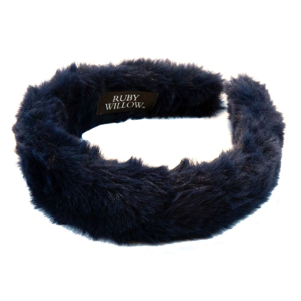 Madison - Navy Girls Fur Hairband