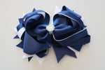 Navy / White Ribbon Bow