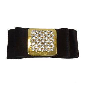 Iona - Black Suede Square Crystal Hair Clip - Clip A