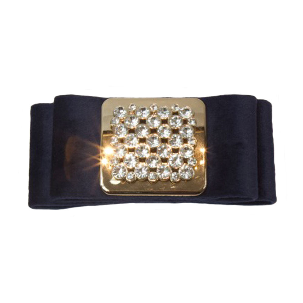 Iona - Navy Suede Square Crystal Hair Clip - Clip A