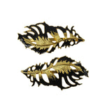 Jacinta - Black & Gold Feather Hair Slides