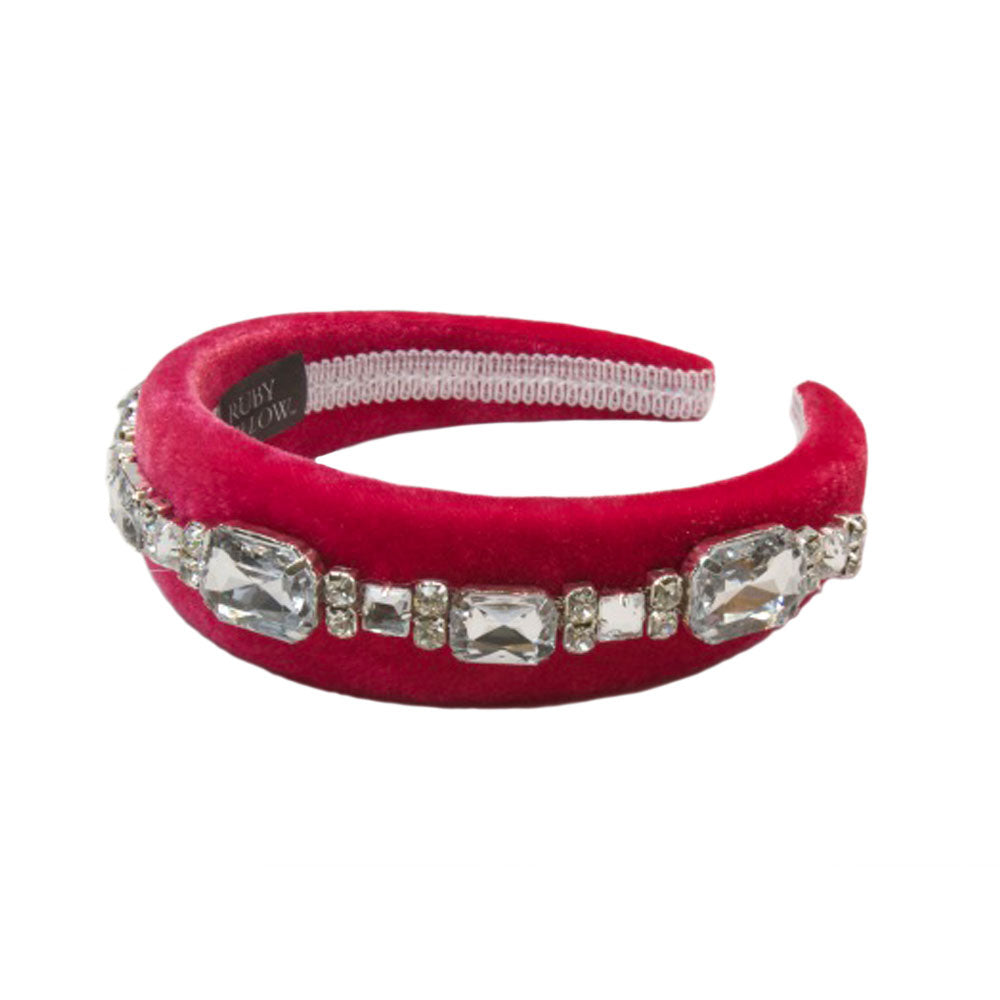 Mailys - Pink Silver Rectangle Diamante Hairband