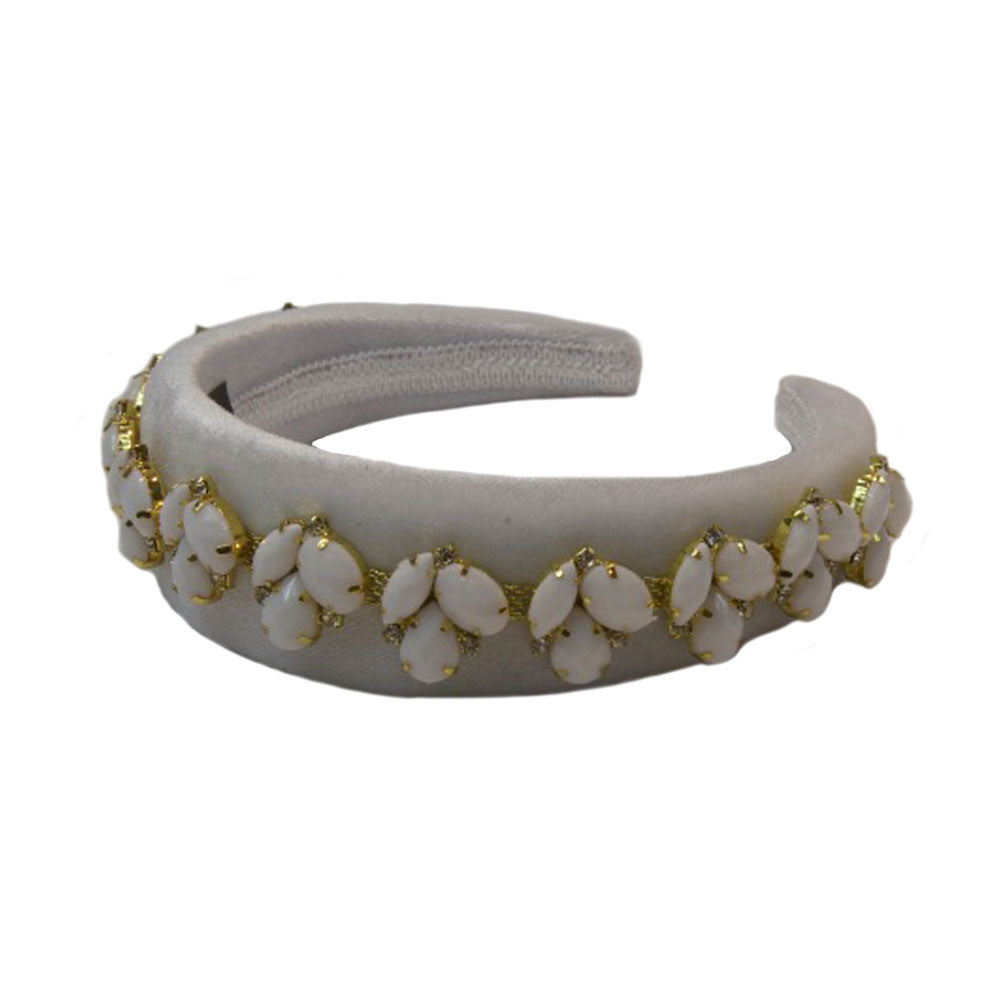 Monae - White Gold Beaded Hairband