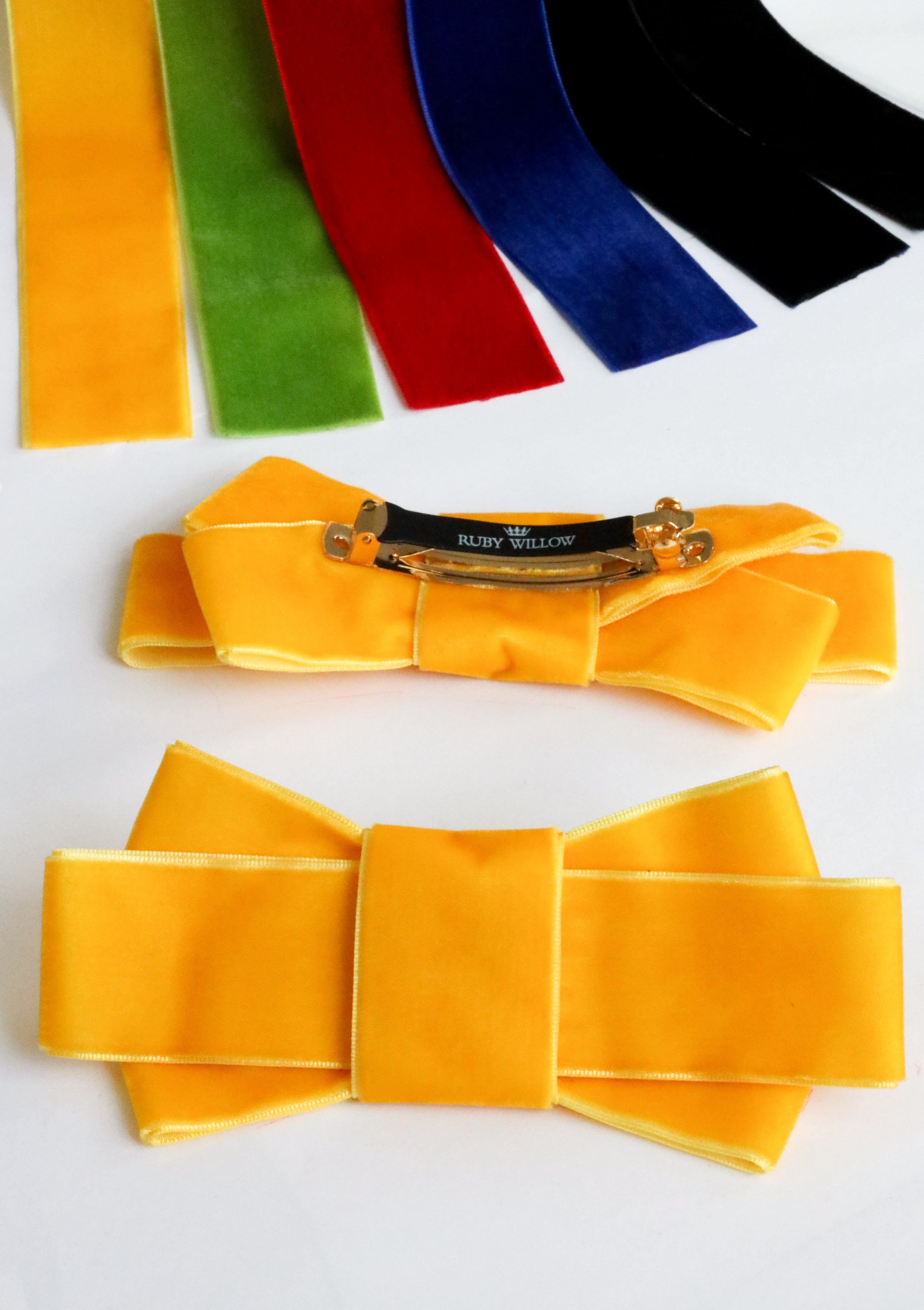 Miranda - Yellow Layered Velvet Barrette Bow