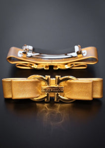 Valentina - Gold Faux Leather RW Buckle Barrette Hair Clip
