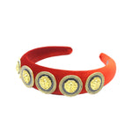 Vittori - Red Lionhead Velvet Padded Hairband 4cm