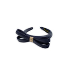 Panache Saige - Navy Double Bow Leather Hairband