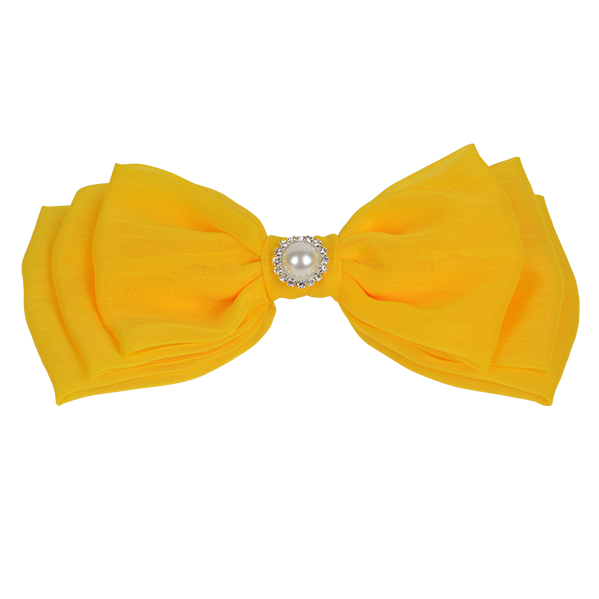 Mollie - Yellow Chiffon Diamante Bow
