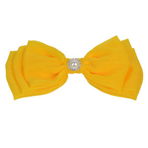 Mollie - Yellow Chiffon Diamante Bow