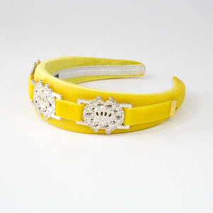 Hettie - Yellow Crown Velvet Buckle Hairband