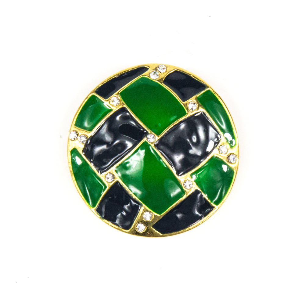 Demi - Navy/Emerald Brooch With Crystals