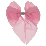 Lara - Light Pink Single Layer Diamante Chiffon Bow