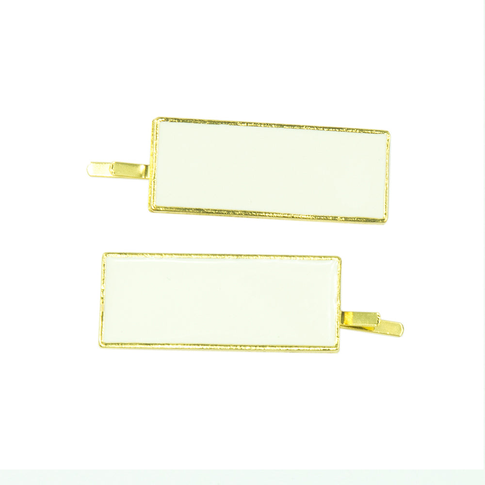 Ada - Ivory/Gold Rectangle Enamel Hair Slides