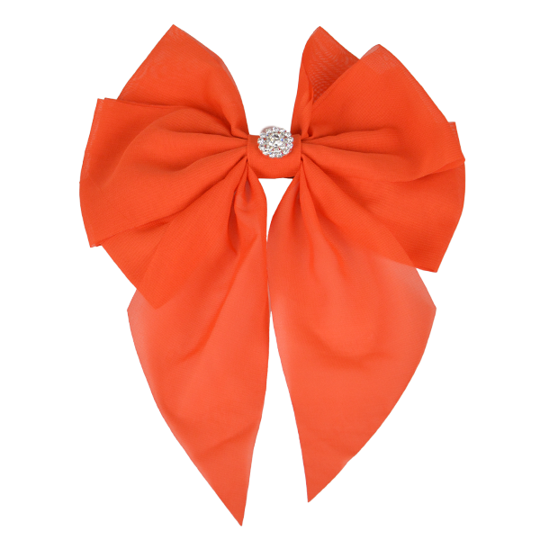 Lara - Orange Single Layer Diamante Chiffon Bow