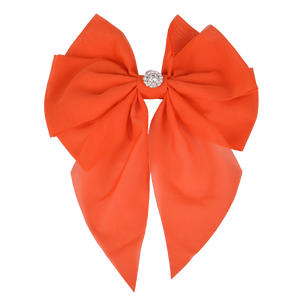 Lara - Orange Single Layer Diamante Chiffon Bow