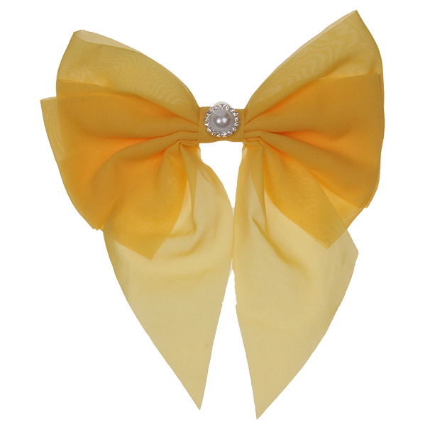 Lara - Bright Yellow Single Layer Diamante Chiffon Bow