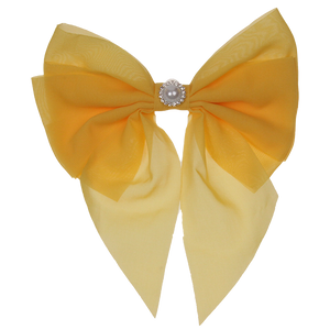 Lara - Bright Yellow Single Layer Diamante Chiffon Bow