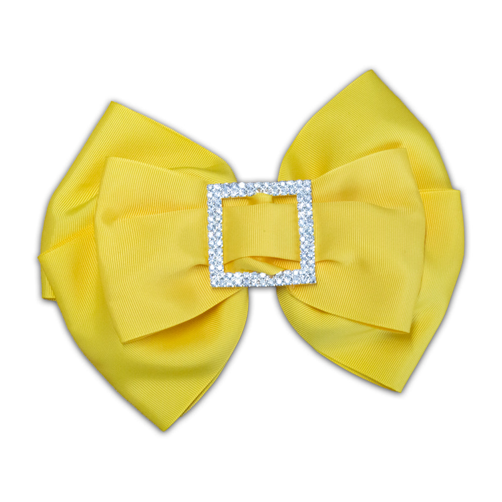 Triple Square Diamante Bow - Yellow