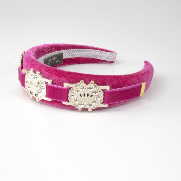 Hettie - Bright Pink Crown Velvet Buckle Hairband