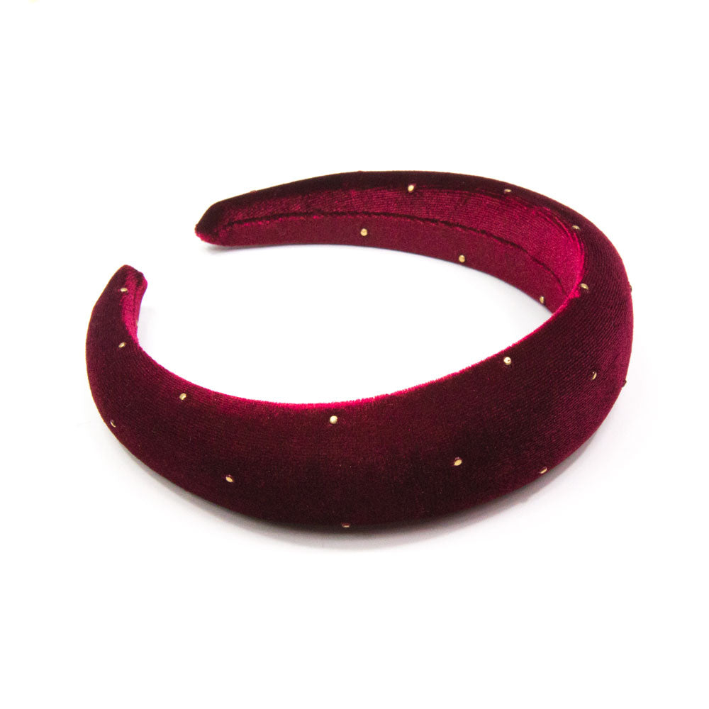 Amanda - Gold Spot Wine Velvet 4cm Hairband
