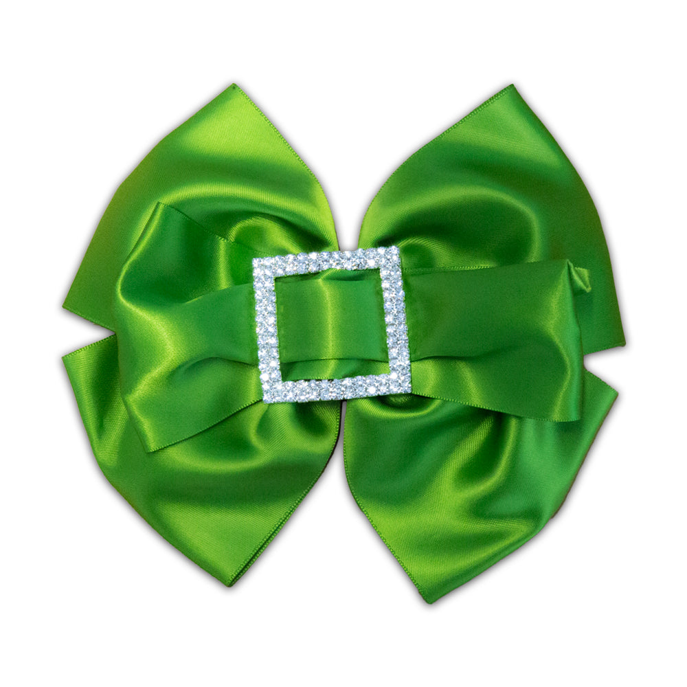 Triple Square Diamante Bow - Deep Lime
